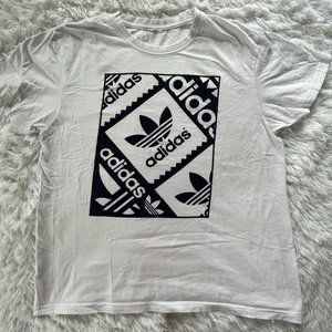 Large Mens White & Black Adidas Graphic Tshirt